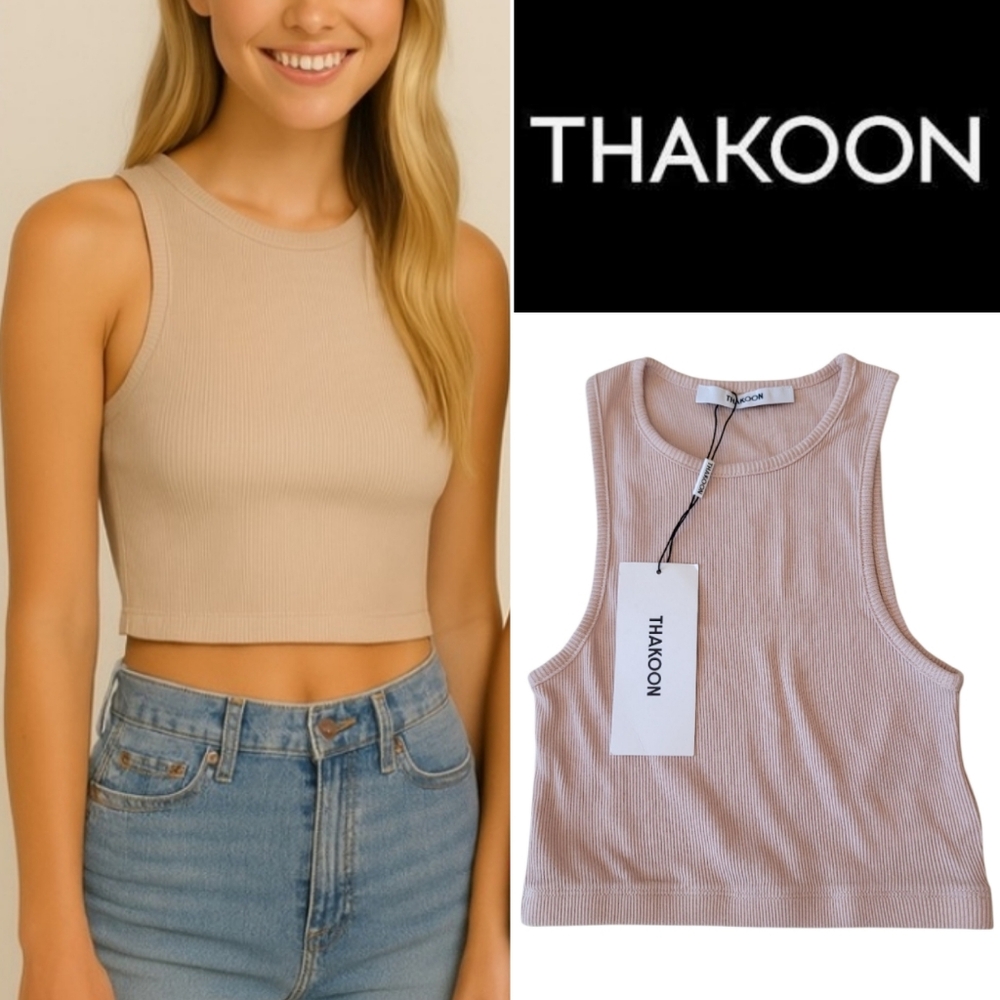 🆕️ Thakoon Cropped Ribbed Tank Top in Dusty Pink